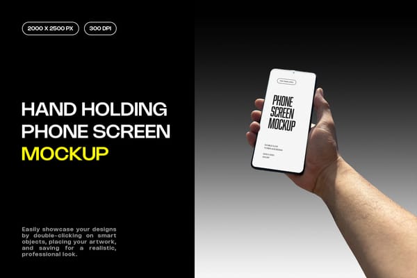 Hand Holding Phone Screen Mockup