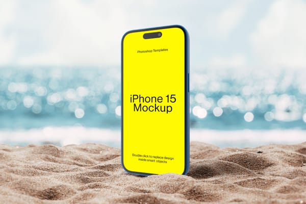 iPhone 15 Mockup on Beach