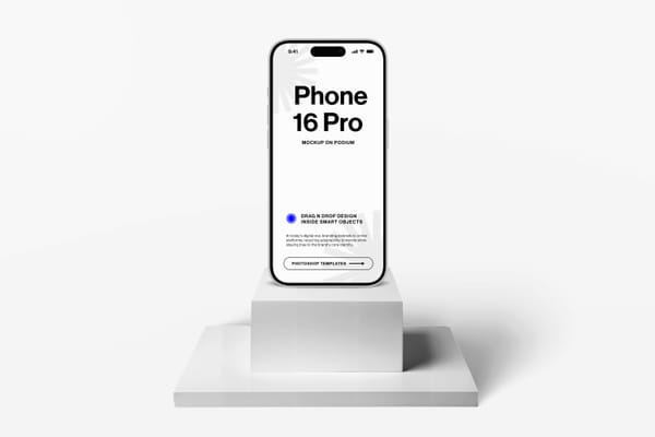 iPhone 16 Pro Mockup on Podium